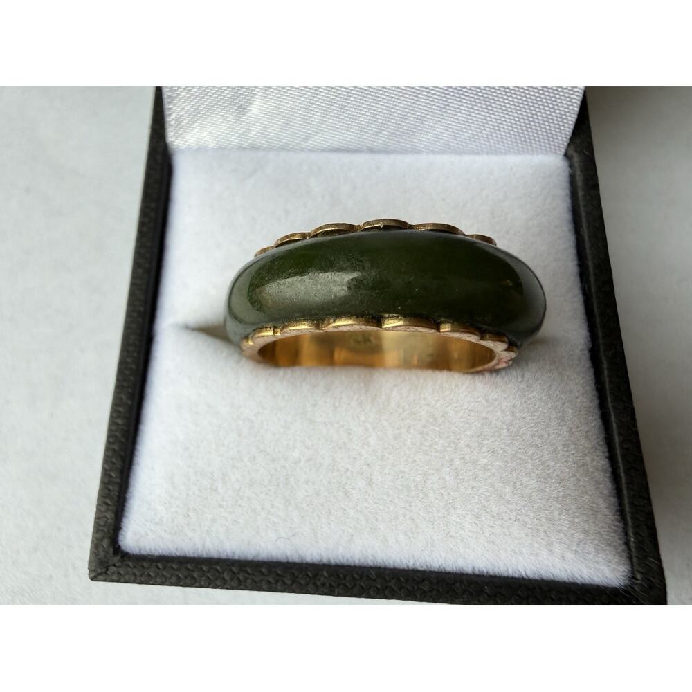 14k Solid Yellow Gold Eternity Jade Band New Never Worn